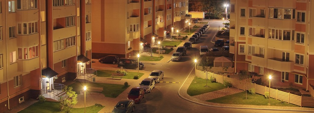 exterior lighting at an apartment complex