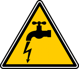 water and electricity danger, high-voltage sign